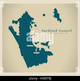 Modern Map - Auckland Council NZ Stock Vector