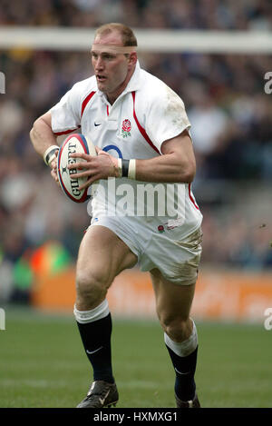 LAWRENCE DALLAGLIO ENGLAND & WASPS RU TWICKENHAM LONDON ENGLAND 09 March 2003 Stock Photo