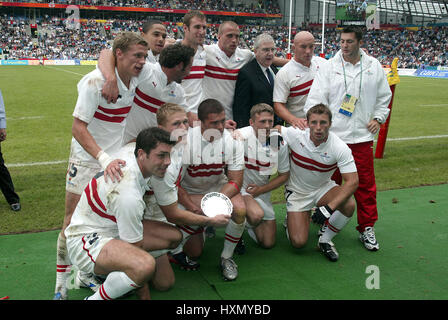 ENGLAND RUGBY 7'S TEAM ENGLAND MANCHESTER ENGLAND 04 August 2002 Stock Photo