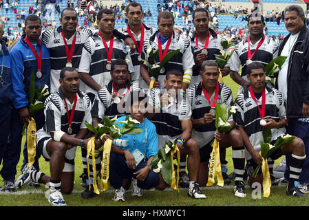 FIJI RUGBY 7'S TEAM GROUP FIJI RU MANCHESTER ENGLAND 04 August 2002 Stock Photo