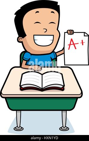 A happy cartoon student with good grades Stock Vector Art ...