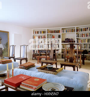 Living area with bookcase. Stock Photo