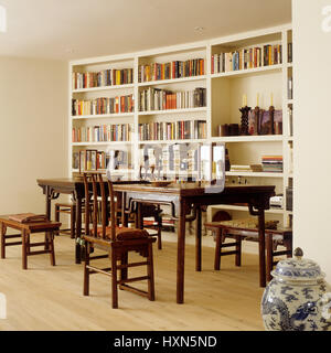 Living area with bookcase. Stock Photo