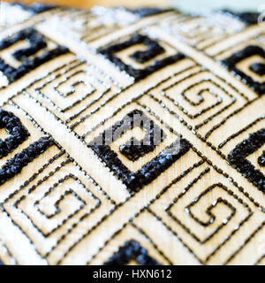 Black and white patterned cushion. Stock Photo