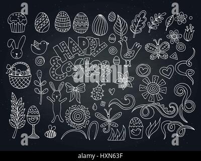 Easter hand drawn vector symbols and objects Stock Vector