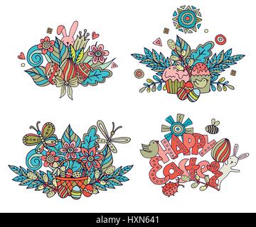 Easter hand drawn vector symbols and objects Stock Vector