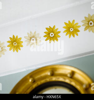 Floral pattern on ceiling of bedroom. Stock Photo
