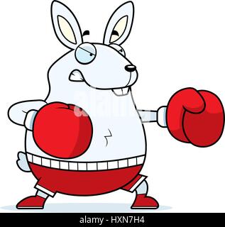 A cartoon illustration of a rabbit punching with boxing gloves. Stock Vector