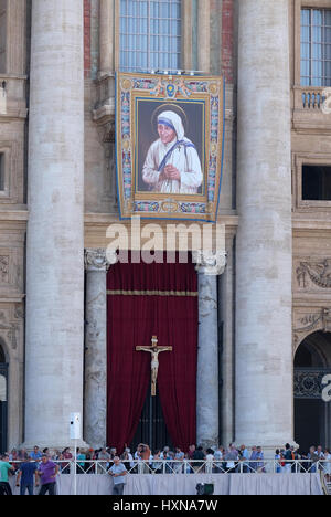 St. Peters Basilica in Vatican City arranged for the canonization of Mother Teresa in Rome, Italy on September 02, 2016. Stock Photo