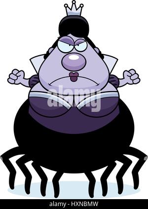 A cartoon illustration of a spider queen looking angry. Stock Vector
