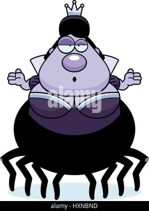 A cartoon illustration of a spider queen looking confused. Stock Vector