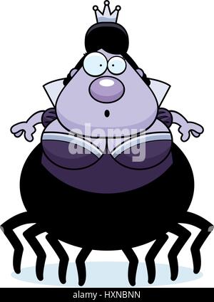 A cartoon illustration of a spider queen looking surprised. Stock Vector