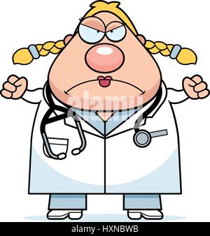 A cartoon illustration of a doctor looking angry. Stock Vector