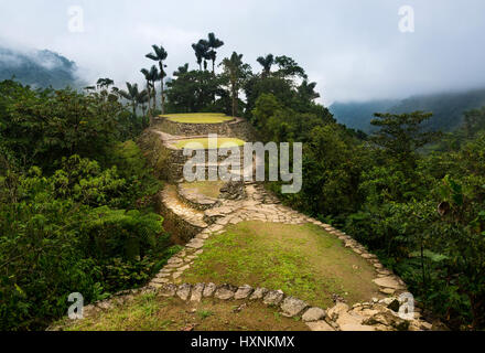 The Lost City (Ciudad Perdida) ruins in the Sierra Nevada de Santa Marta, Colombia Stock Photo