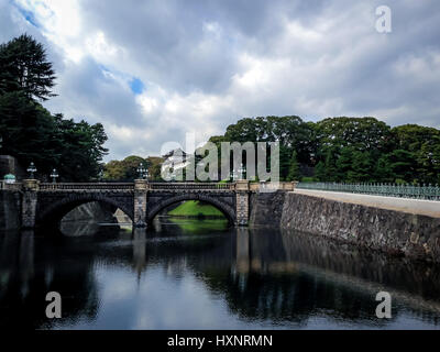 Nijubashi Bridge and Imperial Palace - Tokyo, Japan Stock Photo