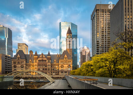 Nathan Phillips Square and Old City Hall - Toronto, Ontario, Canada Stock Photo