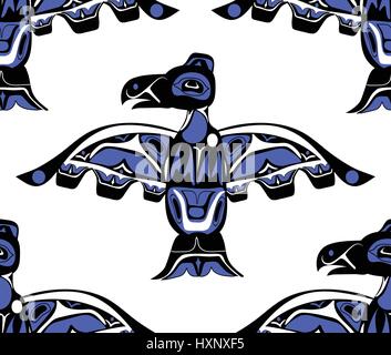 totem bird indigenous art stylization Stock Vector