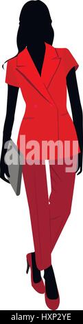 Vetctor portrait of woman in red suit Stock Vector