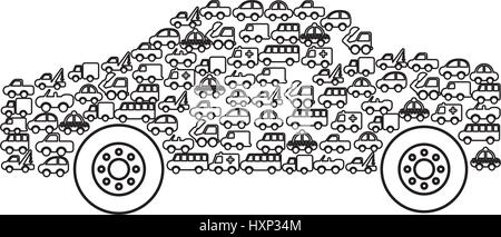 car vehicle with vehicles silhouette Stock Vector