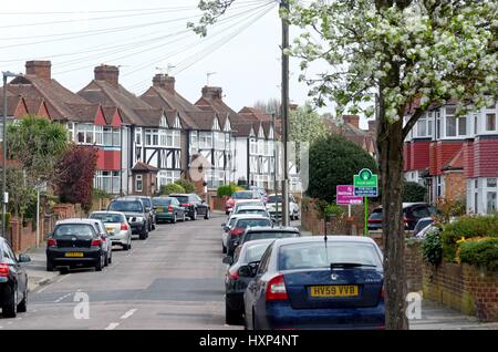 Semi Detached houses in Crane Way Whitton Twickenham west London UK Stock Photo