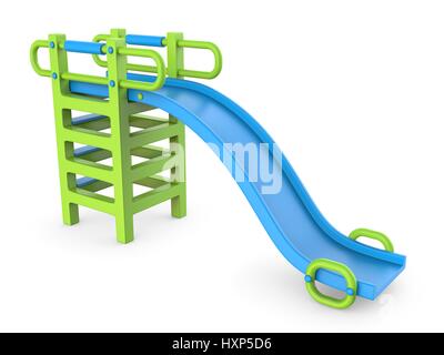 Blue green children slide 3D render illustration isolated on white background Stock Photo