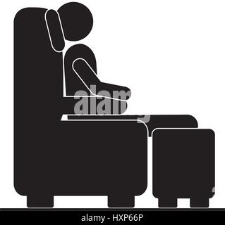 black silhouette pictogram male sitting in comfortable chair Stock Vector
