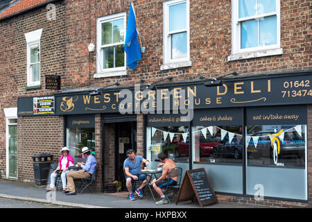 Customers at West Green Deli, Stokesley, North Yorkshire, England, UK Stock Photo