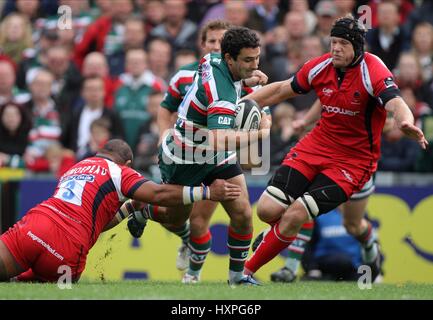 STAUNTON TAUMOEPEAU RAWLINSON LEICESTER TIGERS V WORCESTER WELFORD ROAD LEICESTER ENGLAND 03 October 2009 Stock Photo