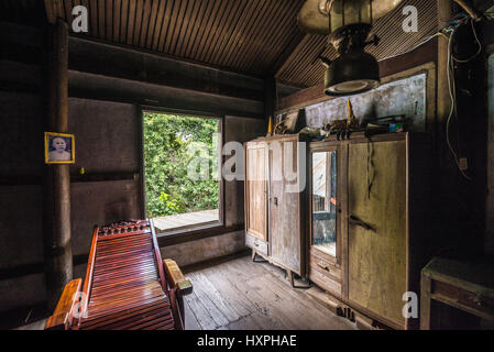 Interior of the traditional Khmer house in the Battambang, Stock Photo