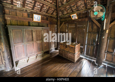 Interior of the traditional Khmer house in the Battambang, Stock Photo