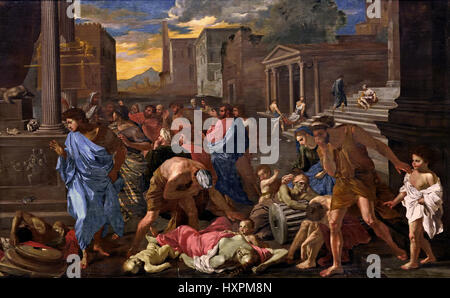 The Plague at Ashdod (after Poussin) 1631 Angelo Caroselli 1585 - 1652 Italy Italian Stock Photo