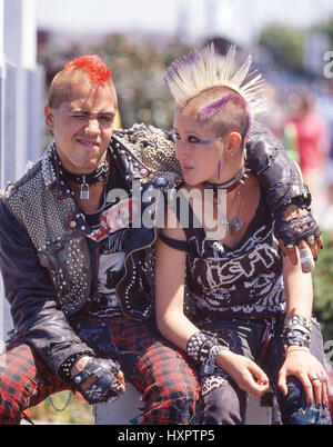 Young Punk couple on street, Soho, West End, City of Westminster, Greater London, England, United Kingdom Stock Photo