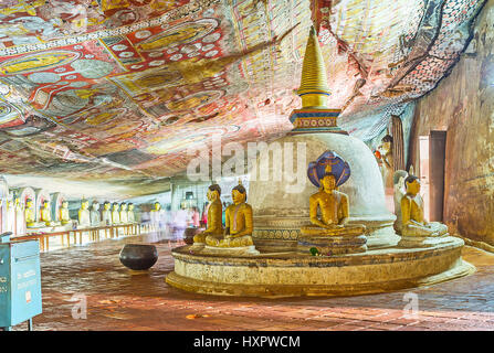 DAMBULLA, SRI LANKA - NOVEMBER 27, 2016: The old Stupa in Maharaja Lena Cave (Great Kings) of Dambulla Temple Complex Stock Photo