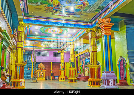 MATALE, SRI LANKA - NOVEMBER 27, 2016: The Muthumariamman Kovil - Tamil Hindu Temple is popular among tourists, enjoying medieval art and architecture Stock Photo