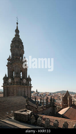 View from the roof of the Cathedral of Santiago de Compostela, Santiago de Compostela, A Coruña, Galicia, Spain, Europe