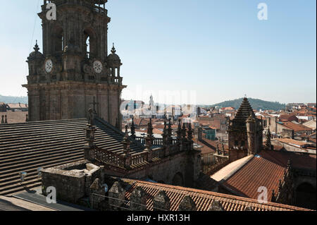 View from the roof of the Cathedral of Santiago de Compostela, Santiago de Compostela, A Coruña, Galicia, Spain, Europe