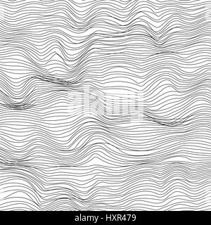 Abstract black and white background, wavy geometric lines in modern 3d mesh texture style. EPS10 vector. Stock Vector