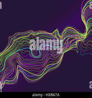 Abstract wavy line distorted background, colorful digital texture design in motion. EPS10 vector. Stock Vector