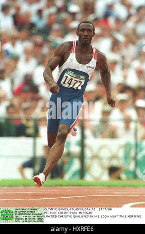 Linford Christie 200 Metres Atlanta 1996. 01 August 1996 Stock Photo 