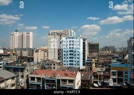 27.01.2017, Yangon, Republic of the Union of Myanmar, Asia - A view of the buildings in the center of Yangon. Stock Photo