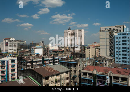 27.01.2017, Yangon, Republic of the Union of Myanmar, Asia - A view of the buildings in the center of Yangon. Stock Photo
