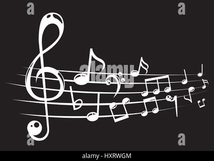 Musical notes staff background with lines. Vector illustration. Stock Vector