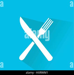 crossed fork and knife vector icon Stock Vector