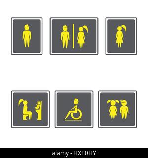 Toilet Signs ,Restroom Signboards.Boy and girl icon.man and woman icon.Family icons set.Vector illustration Stock Vector