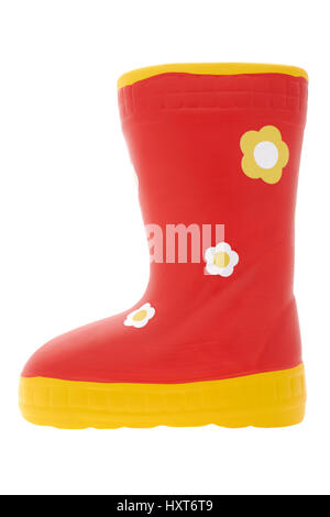 Red wellington boot on white background Stock Photo - Alamy
