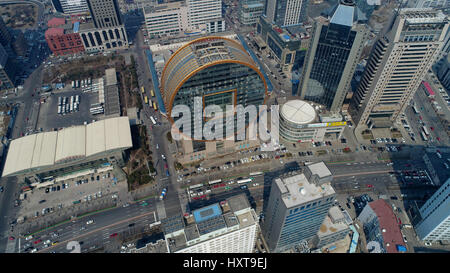 Shenyan, Shenyan, China. 30th Mar, 2017. The Fang Yuan Mansion, regarded as one of the top ten ugliest buildings by CNN and The Guardian, is located in Shenyang, northeast China's Liaoning Province. The 25-story building is shaped like an ancient Chinese coin. Credit: SIPA Asia/ZUMA Wire/Alamy Live News Stock Photo