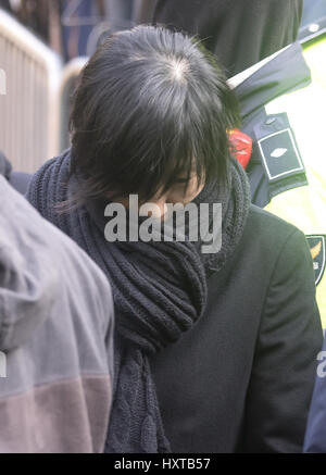 Seoul, South Korea. 30th March 2017. A hairstylist of former South Korean President Park Geun-Hye leaves Park's home before Park departs to the Seoul Central District Court in Seoul, South Korea. The court held a hearing on Thursday to decide whether to issue an arrest warrant for her over corruption allegations that fired her. Credit: Aflo Co. Ltd./Alamy Live News Stock Photo