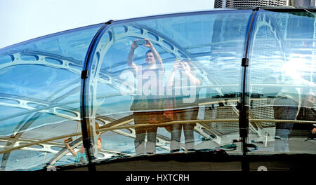 Brighton, UK. 30th Mar, 2017. A beautiful morning for a ride on the Brighton i360 observation tower  on the warmest day of the year so far with temperatures forecast to reach as high as 21 degrees celsius in some parts of the country Photograph taken by Simon Dack Credit: Simon Dack/Alamy Live News Stock Photo