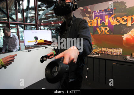 London, UK. 30th Mar, 2017. Gamers testing the latest game releases, 1st day of EGX Rezzed, London, United Kingdom, Credit: Rosanna Marie Saracino/Alamy Live News Stock Photo