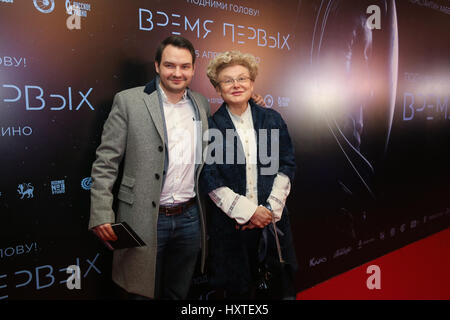 Moscow, Russia. 29th Mar, 2017. TV host Yelena Malysheva at the premiere of Dmitry Kiselyov's film 'The Spacewalker' at the Karo 11 Oktyabr movie theater Credit: Victor Vytolskiy/Alamy Live News Stock Photo